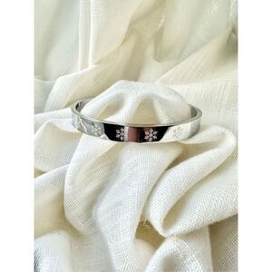 Snowflake silver color etched bangle stainless steel bracelet